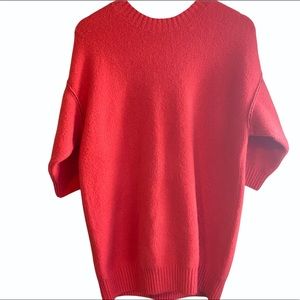 Anthropologie Moth Pink Wool Mix Wide 3/4 Sleeved Oversized Soft Warm Sweater XS